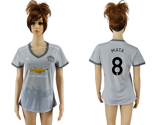 Women's Manchester United #8 Mata Sec Away Soccer Club Jersey - Click Image to Close